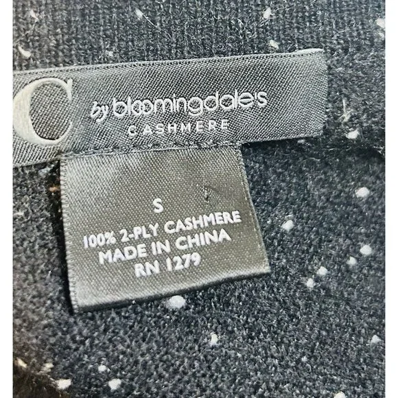 C by Bloomingdale's 100% Cashmere Sweater Set Black White Fleck Twin Set Small - Picture 5 of 14